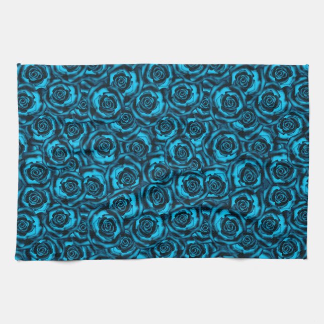 Dark blue roses tea towel (Horizontal)