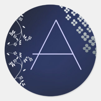 Dark blue round monogram sticker