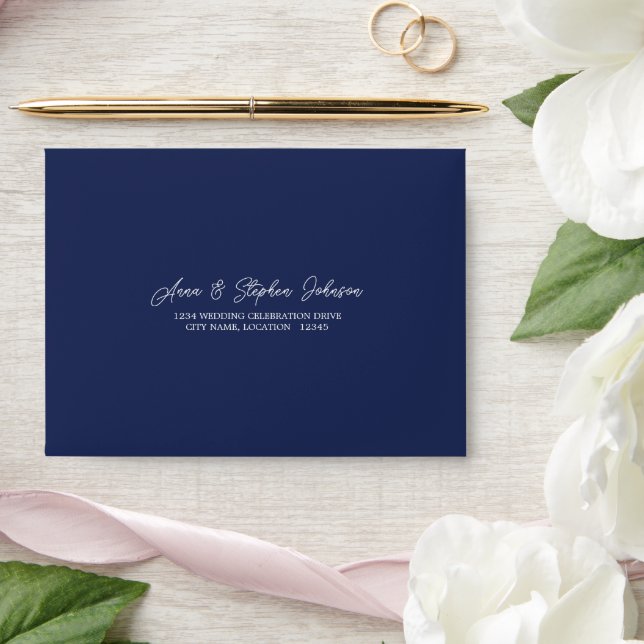 Dark Blue RSVP Return Envelope (Wedding)