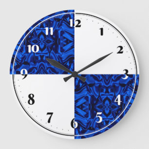 Dark blue satin pattern quarter trendy large clock