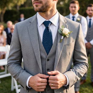 Dark Blue Scattered Dots Tie