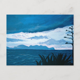 Dark blue sea after sunset Mediterranean, Italy Postcard