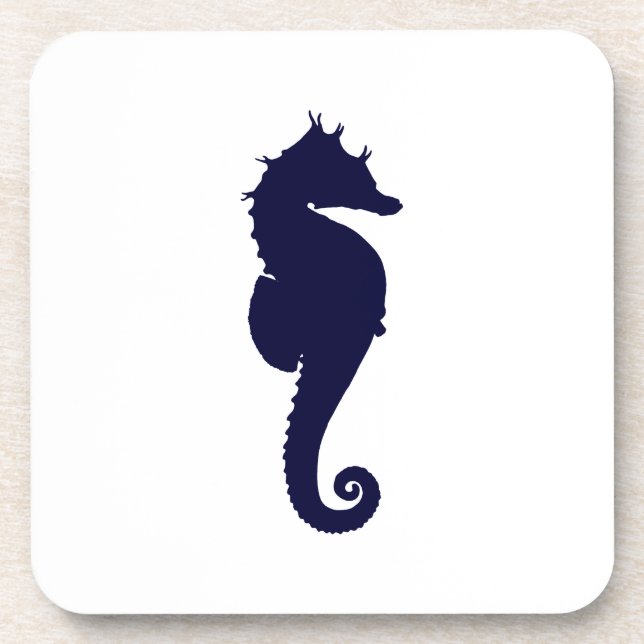 Dark Blue Seahorse Coaster (Front)