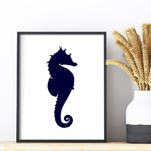 Dark Blue Seahorse Photo Print