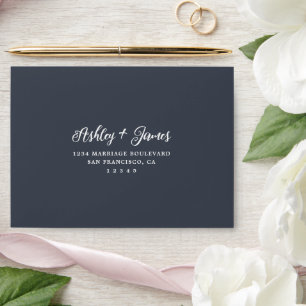 Dark Blue Self-Addressed RSVP Envelope