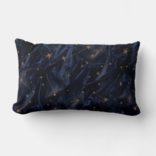 Dark Blue Silk Galaxy Velvet Starry Night Pillow