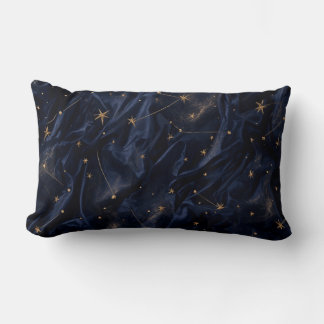 Dark Blue Silk Galaxy Velvet Starry Night Pillow