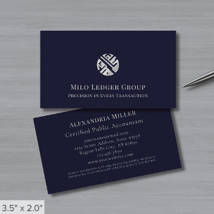 Dark Blue Silver Logo Business Card