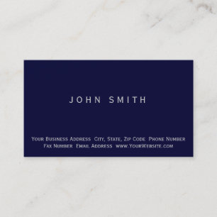 Dark Blue Simple Plain Business Card