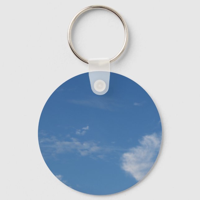 dark blue sky white clouds key ring (Front)
