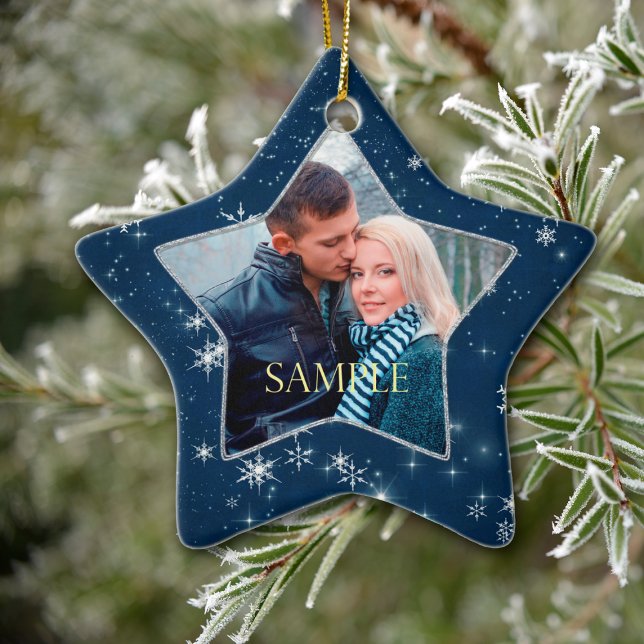 Dark Blue Snowflake Star Ceramic Tree Decoration (Creator Uploaded)