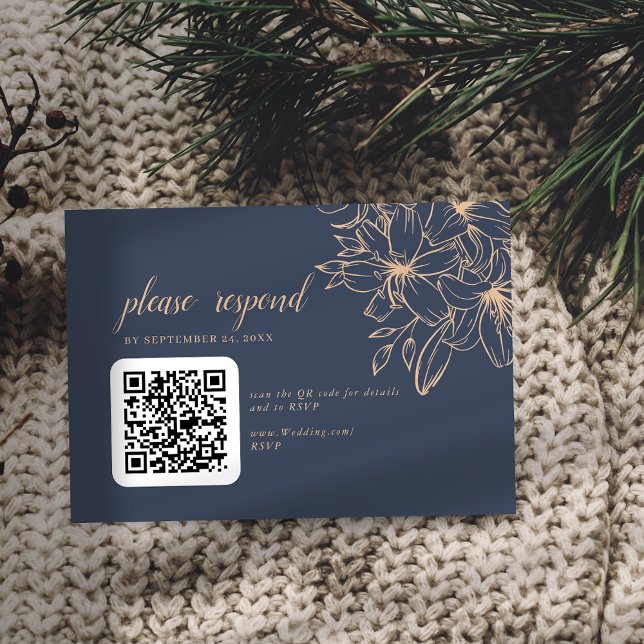 Dark Blue Soft Wedding QR Code Enclosure Card (Creator Uploaded)