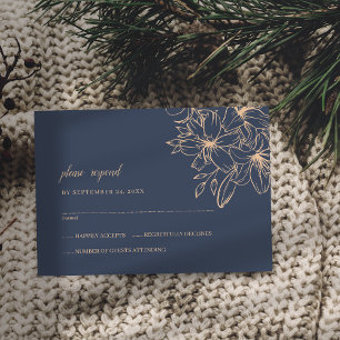 Dark Blue Soft Wedding RSVP Card