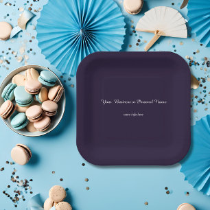 dark blue solid colour -personalised square paper plate