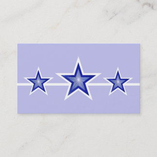 Dark Blue Star 3 stars business card pale blue