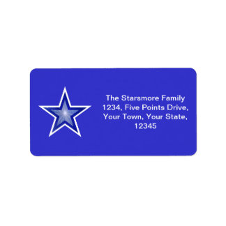 Dark Blue Star address label medium blue