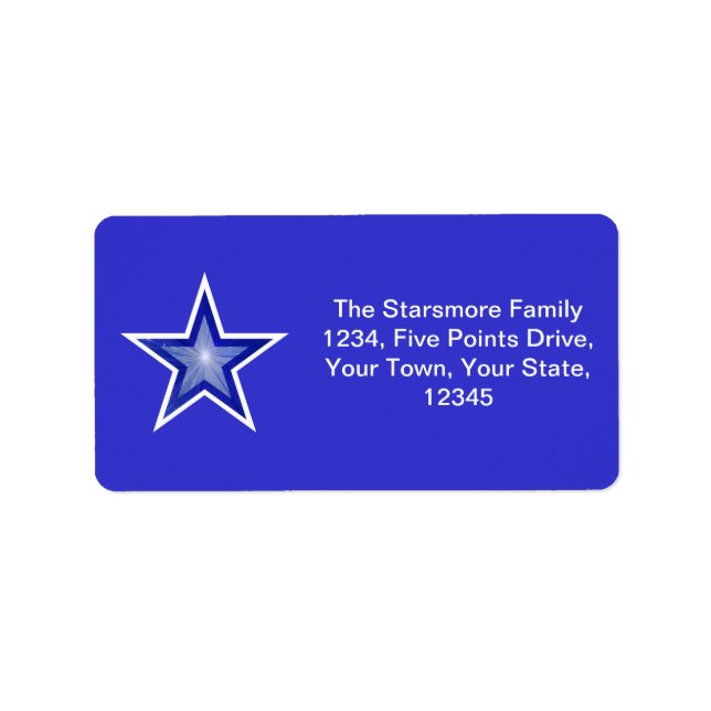 Dark Blue Star address label medium blue (Front)