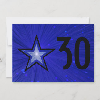 Dark Blue Star 'Age' birthday black back Invitation