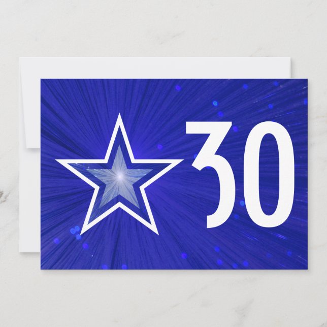 Dark Blue Star 'Age' birthday Invitation (Front)
