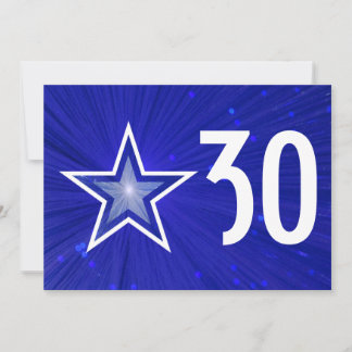 Dark Blue Star 'Age' birthday Invitation