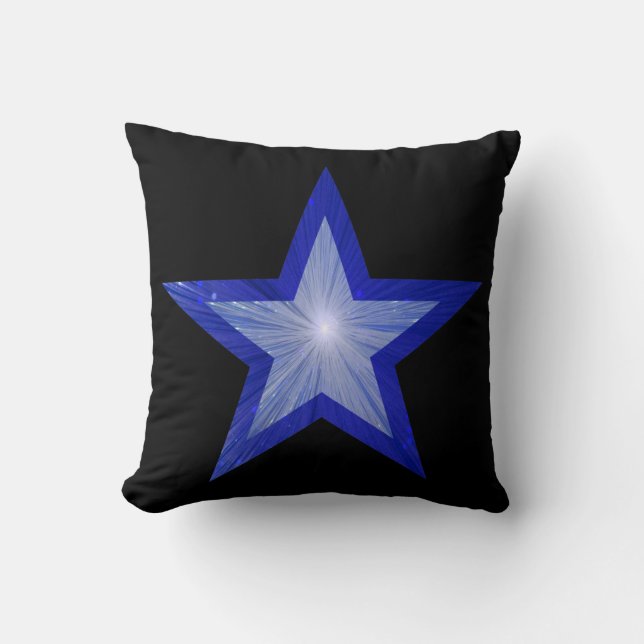 Dark Blue Star Black 'Text' throw pillow square (Front)
