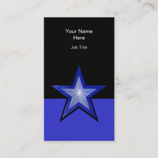 Dark Blue Star blue black vertical Business Card