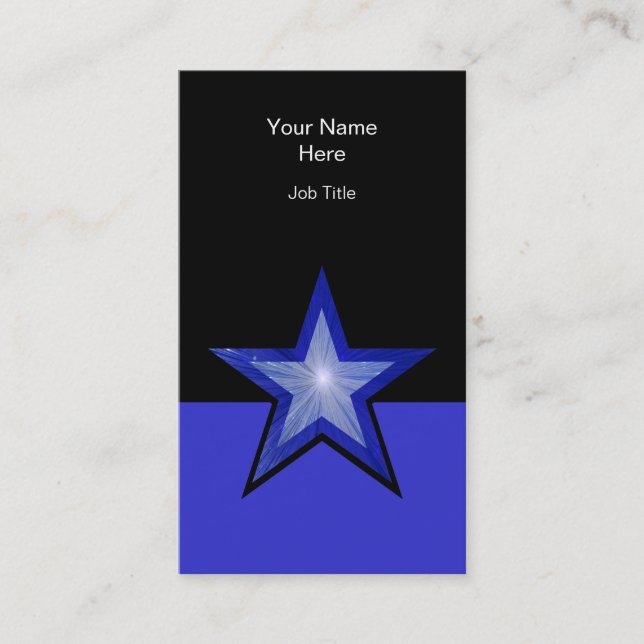 Dark Blue Star blue black vertical Business Card (Front)