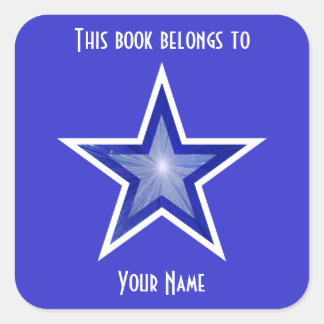Dark Blue Star bookplate sticker blue