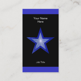 Dark Blue Star business card black stripe vertical