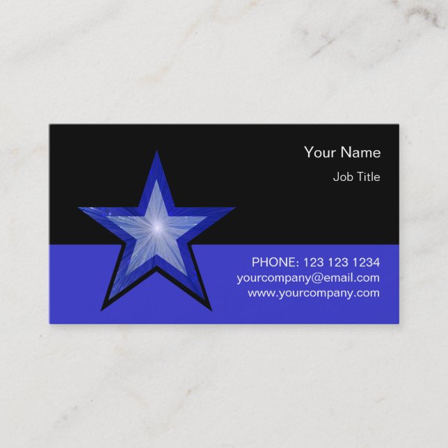 Dark Blue Star business card blue black (Front)