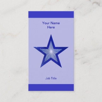 Dark Blue Star business card blue stripe vertical