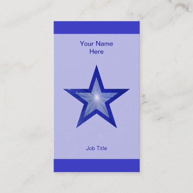 Dark Blue Star business card blue stripe vertical (Front)