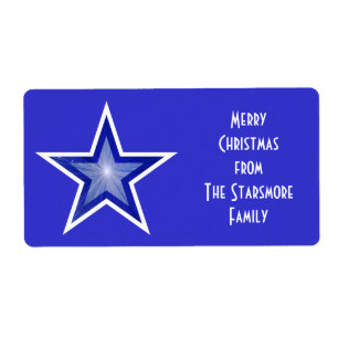 Dark Blue Star 'Family' gift tag label large blue