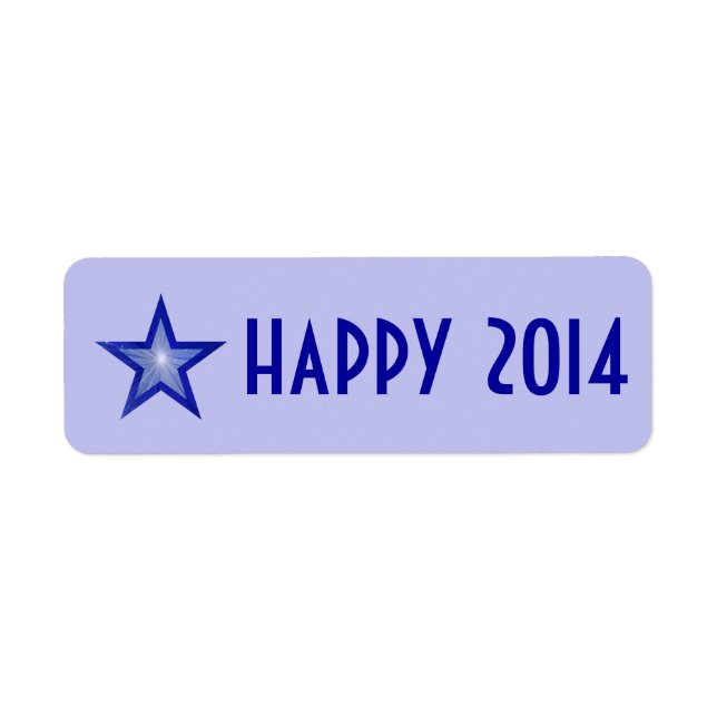 Dark Blue Star 'Happy 2014' label small pale blue (Front)