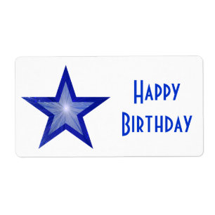 Dark Blue Star 'Happy Birthday' large white