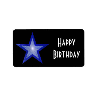 Dark Blue Star 'Happy Birthday' medium black Label