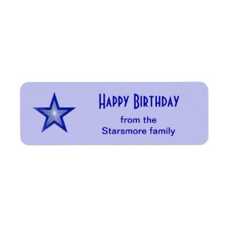 Dark Blue Star 'Happy Birthday' text small blue