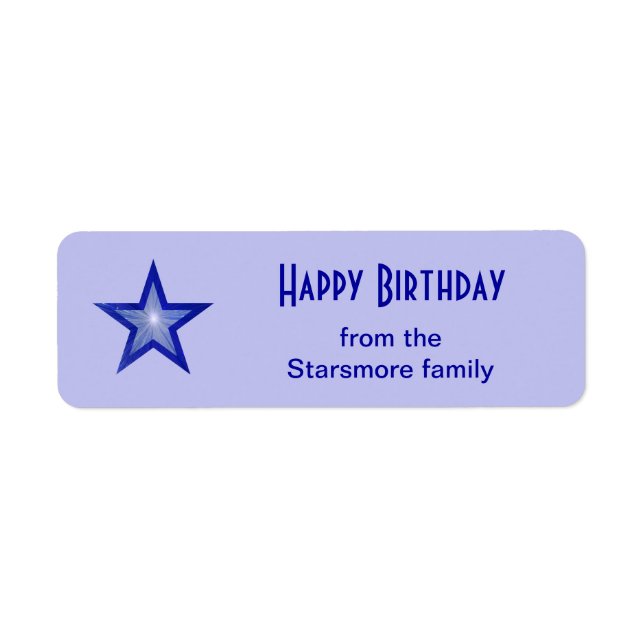 Dark Blue Star 'Happy Birthday' text small blue (Front)