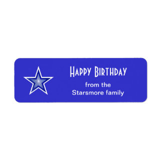 Dark Blue Star Happy Birthday text small blue