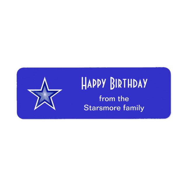 Dark Blue Star Happy Birthday text small blue (Front)