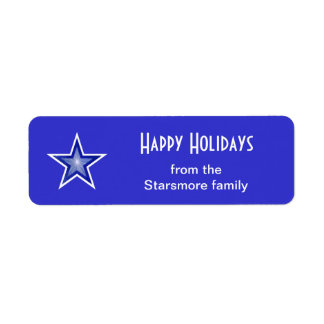 Dark Blue Star 'Happy Holidays' text small blue