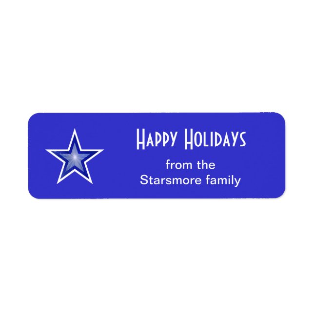 Dark Blue Star 'Happy Holidays' text small blue (Front)