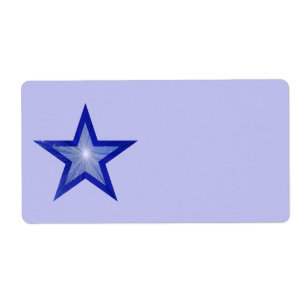 Dark Blue Star label large pale blue plain