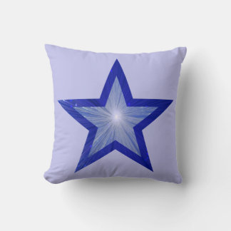 Dark Blue Star large & small square pale blue Cushion
