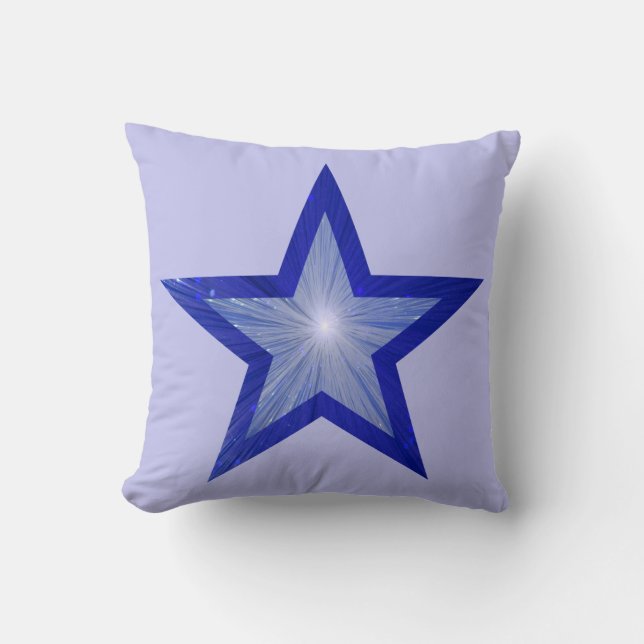 Dark Blue Star large & small square pale blue Cushion (Front)