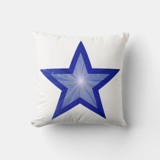 Dark Blue Star large & small square white Cushion