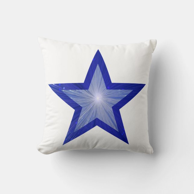 Dark Blue Star large & small square white Cushion (Front)