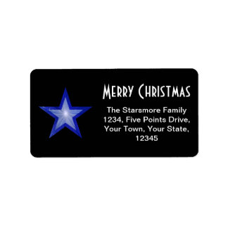 Dark Blue Star 'Merry Christmas' address black Label