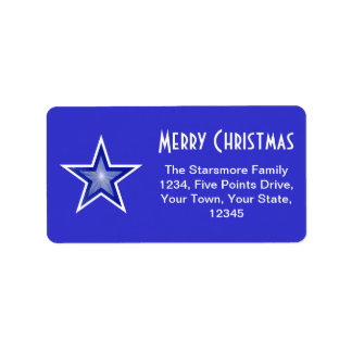 Dark Blue Star 'Merry Christmas' address blue Label