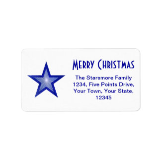 Dark Blue Star 'Merry Christmas' address white Label